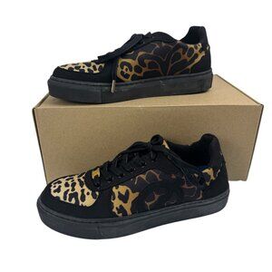 Temperley x Loci NEW Seven Leopard Black Sneakers EU 37/Women's 6.5 Vegan Laces
